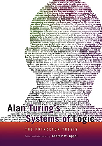 Alan Turings Systems of Logic: The Princeton Thesis von Princeton University Press